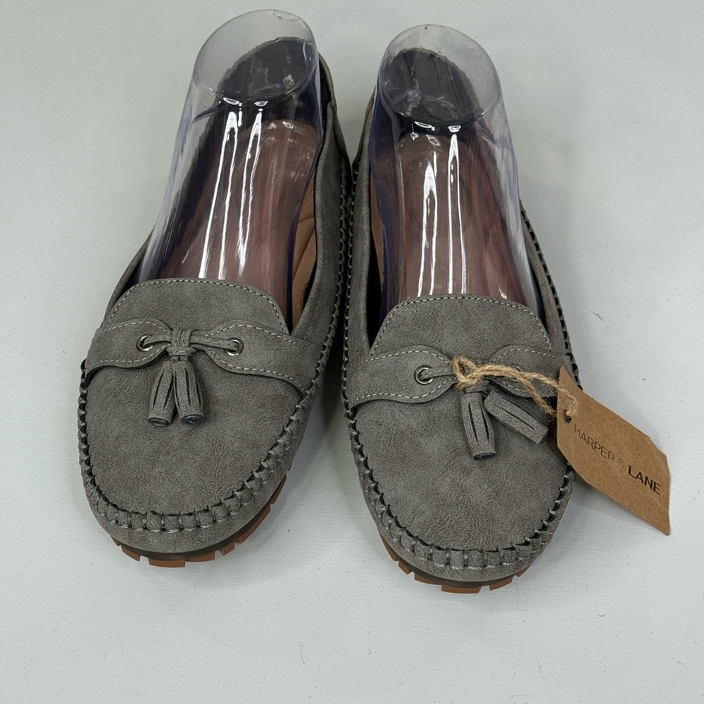 HARPER & LANE Women's "Reagan" Classic Bow Loafers Gray-41 (9)